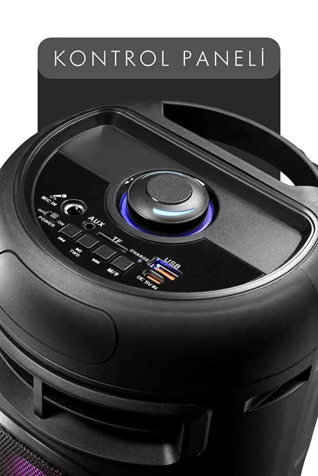 Maxron MXBoom Karaoke Mikrofonlu Bluetooth Hoparlör Parti Led Işıklı Ses Sistemi